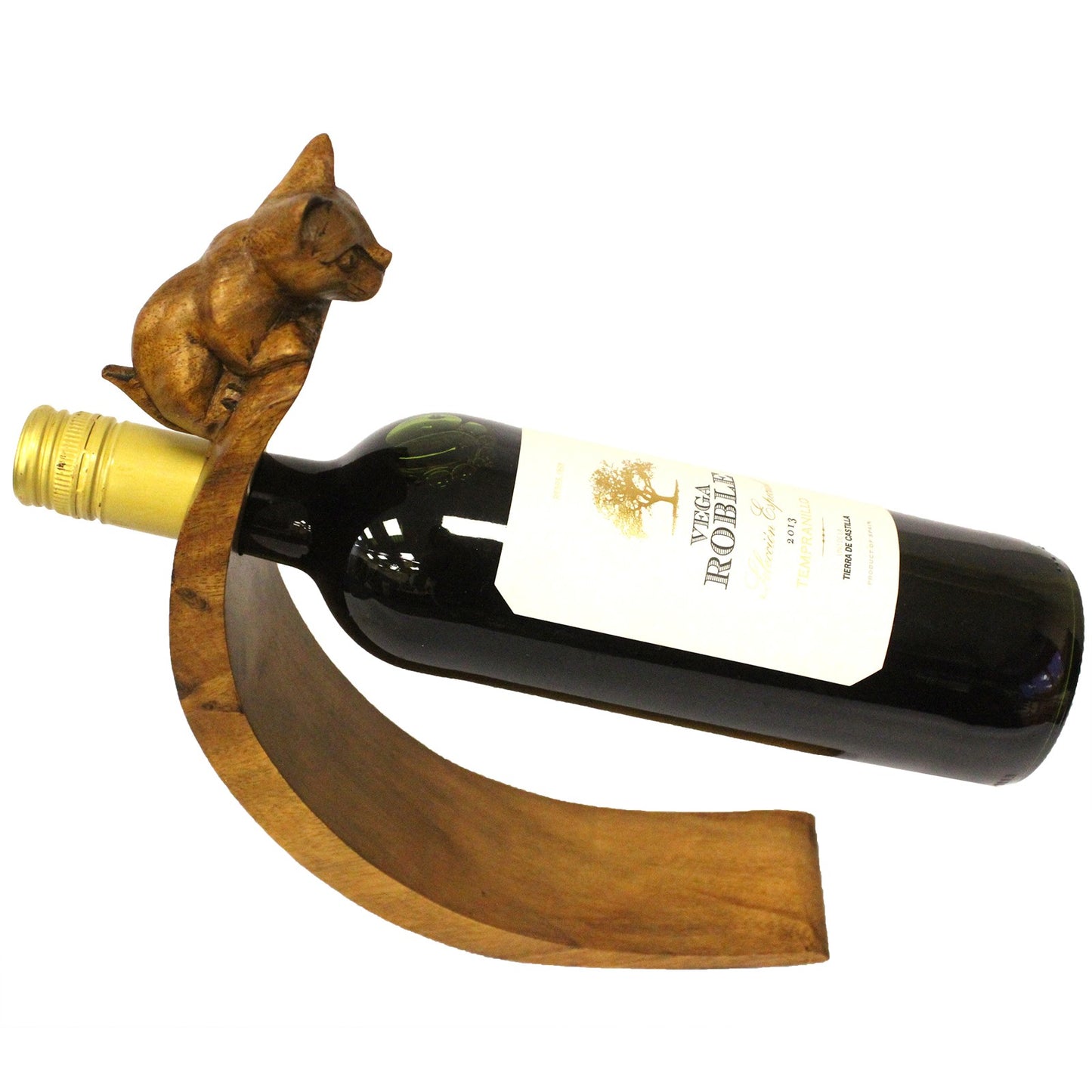 Suar Wood Wine Holders - Cat Feature