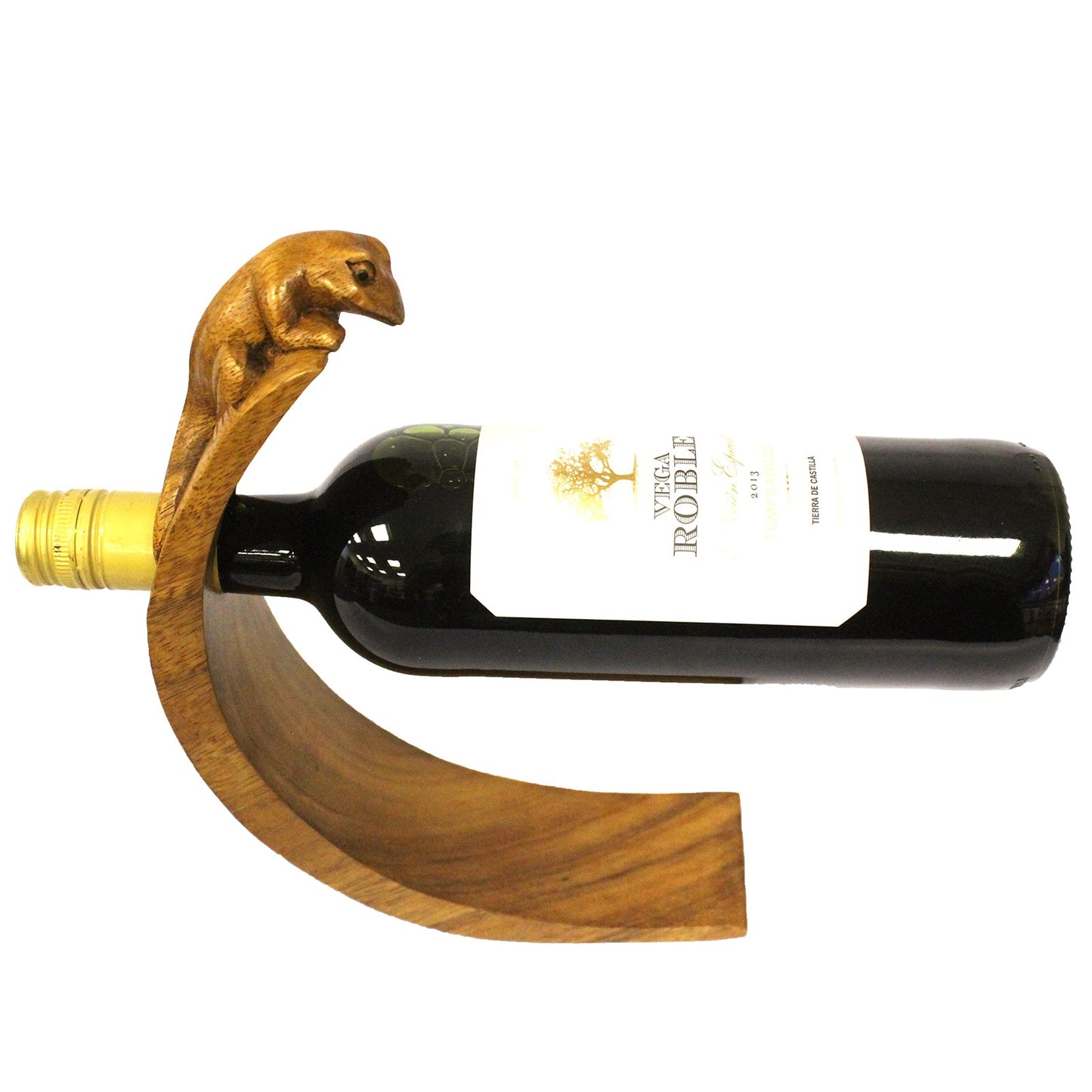 Suar Wood Wine Holder - Gecko Feature