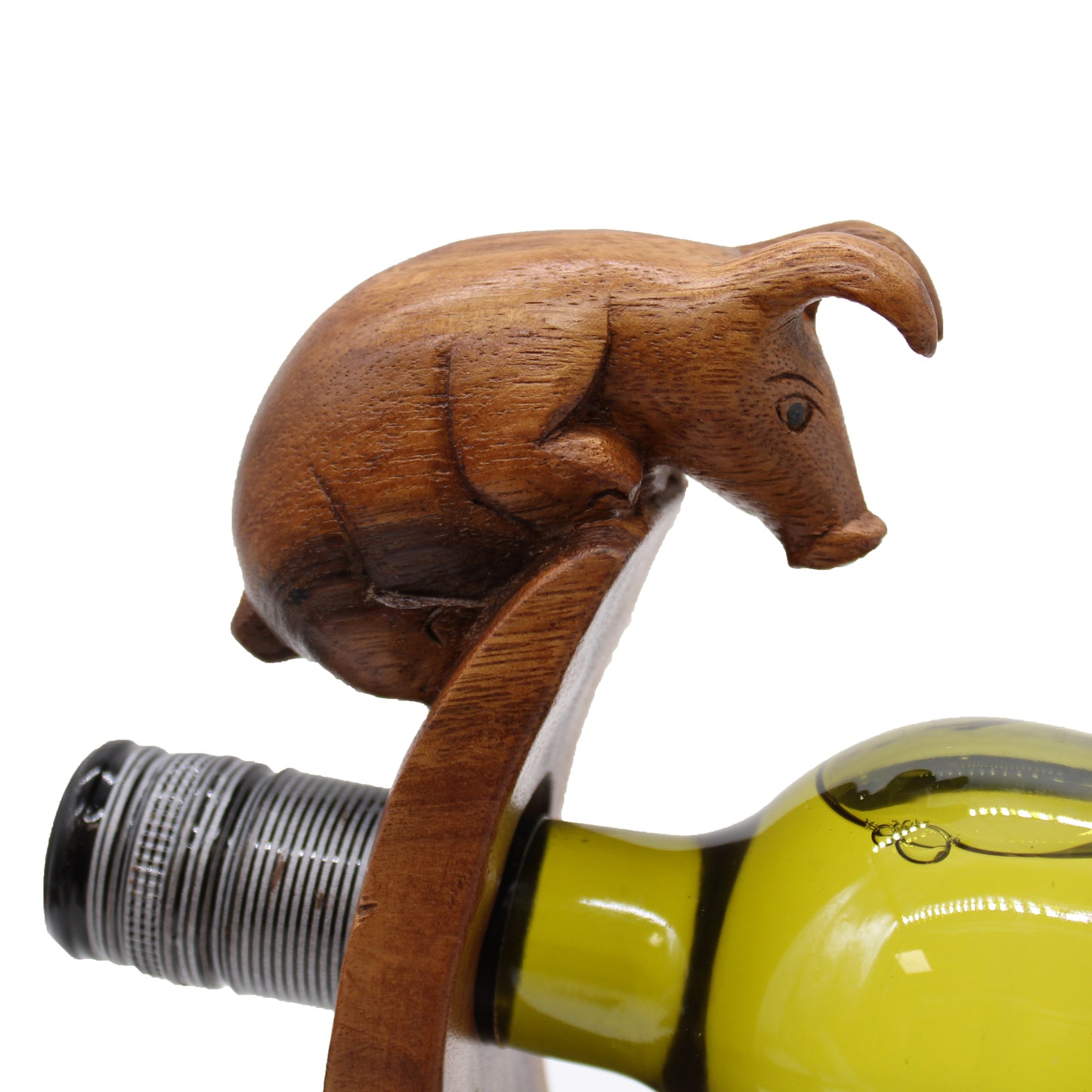 Suar Wood Wine Holders - Pig Feature