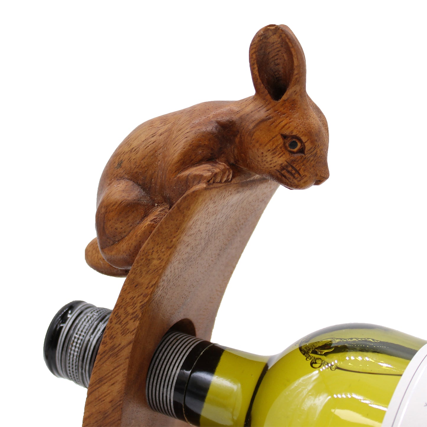 Suar Wood Wine Holders - Rabbit Feature