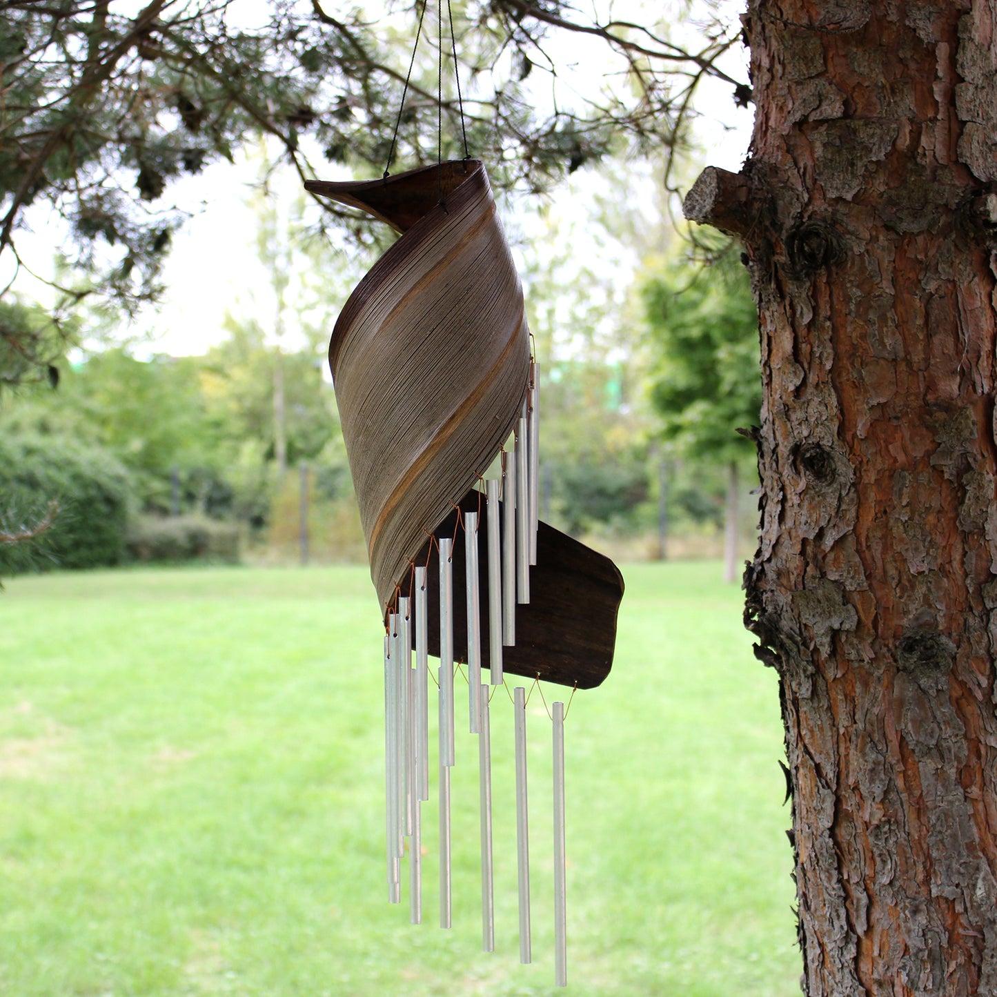 Coconut Leaf Wind Chimes in Natural