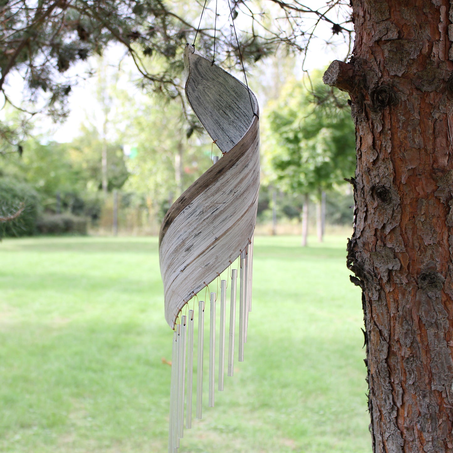 Coconut Leaf Wind Chimes in Whitewash