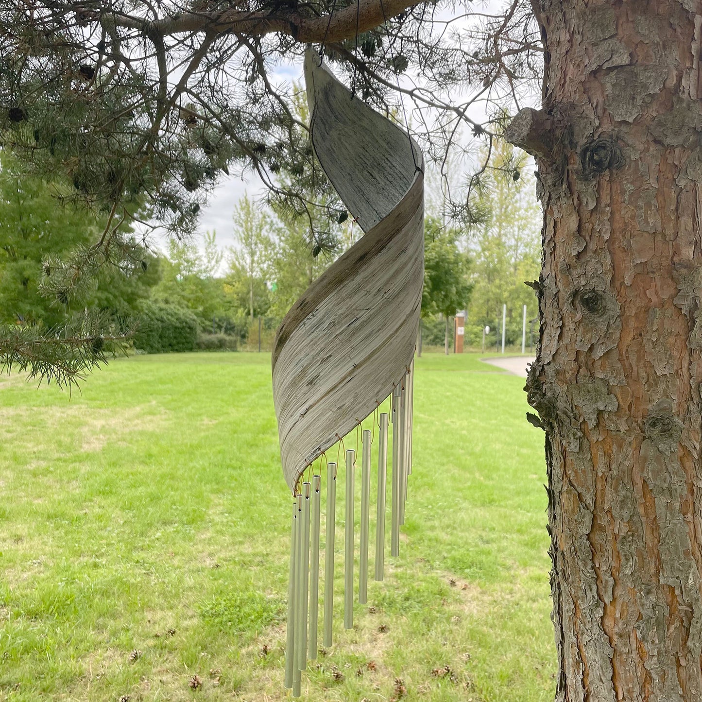 Coconut Leaf Wind Chimes in Whitewash