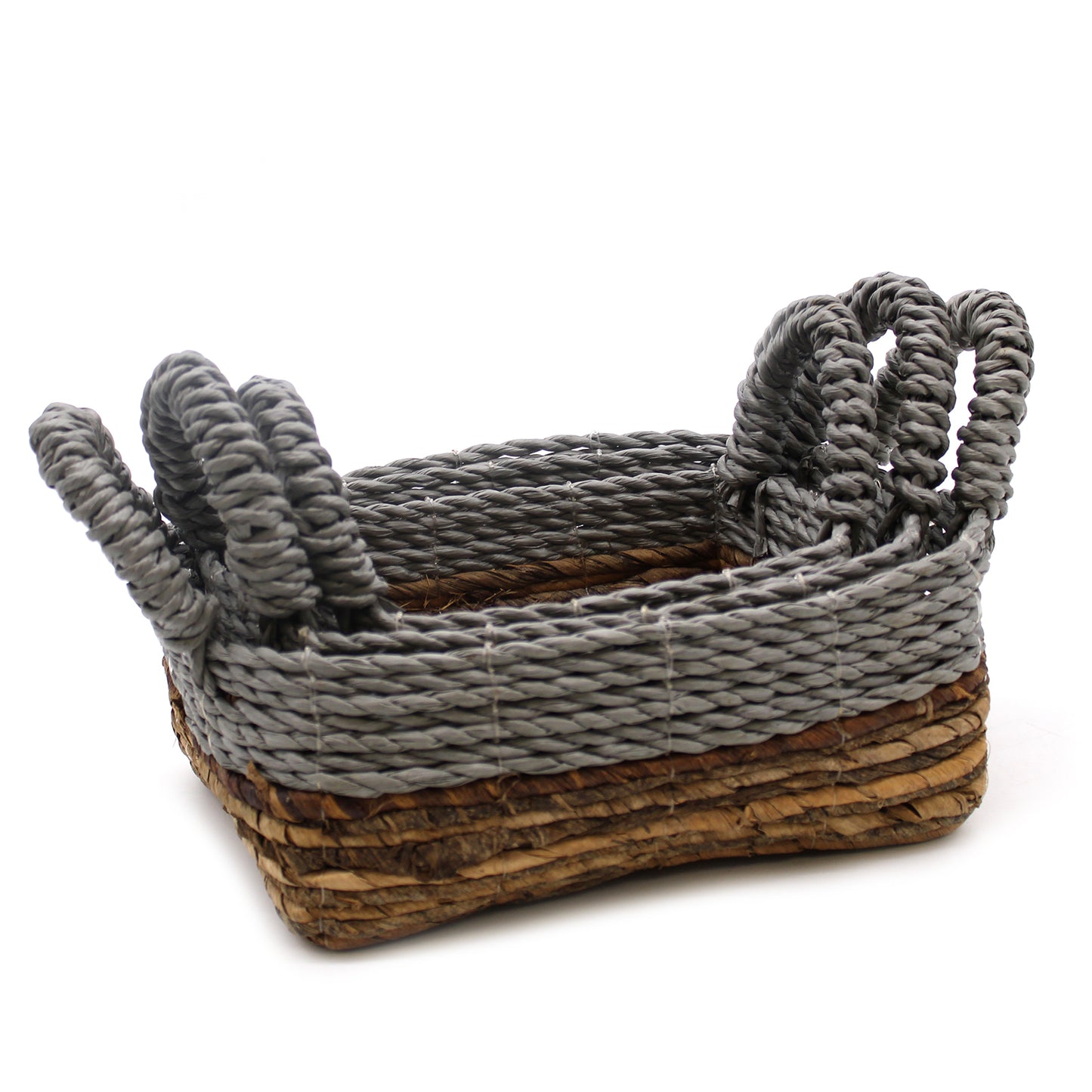 Banana Leaf & Abu-Abu Raffia Square Basket - Set of 3