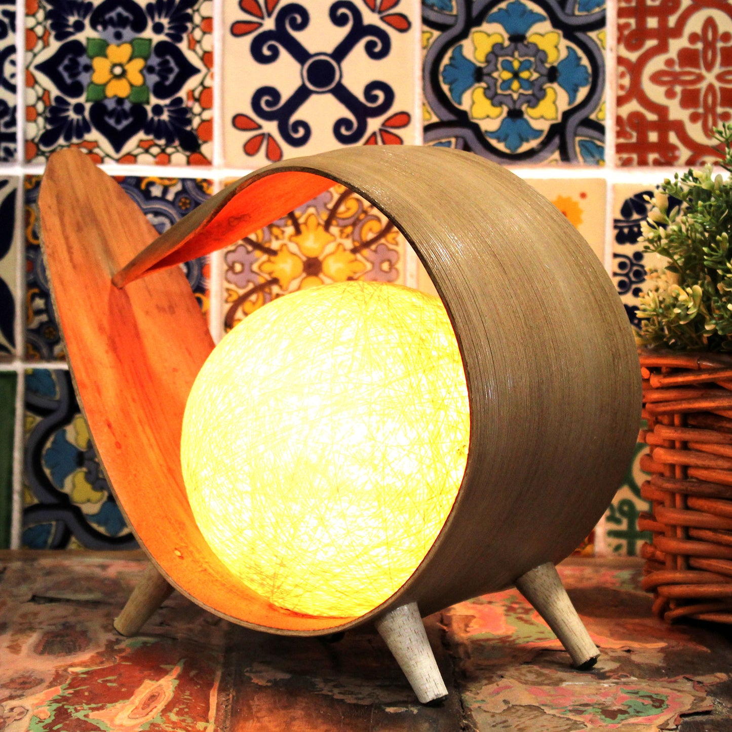 Coconut Lamp with a Natural Wrapover