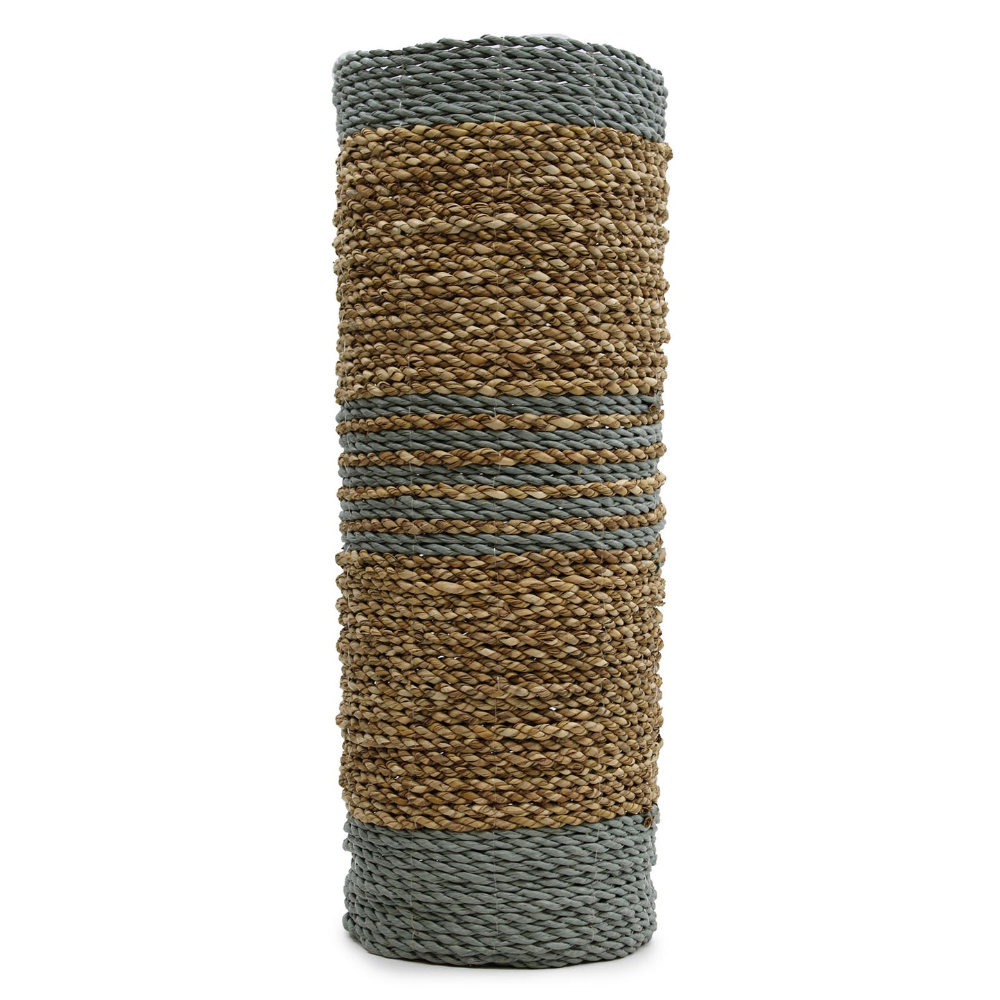 Seagrass Vase & Bin Set in Grey with a Natural