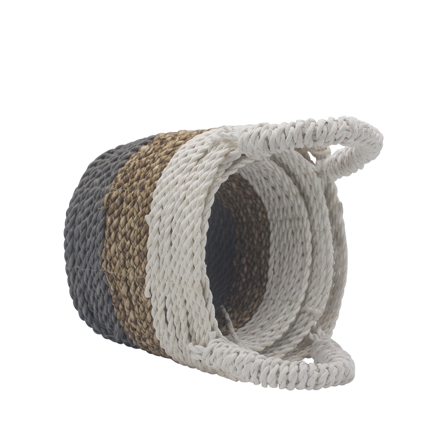 Seagrass Basket Set in Grey, Natural and White