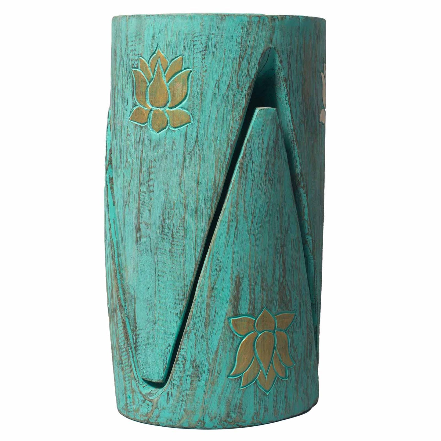 Albasia Interlocking Tribal Table and Stool Set in Turquoise | Stool | Plant Stand | Coffee Table | Side Table