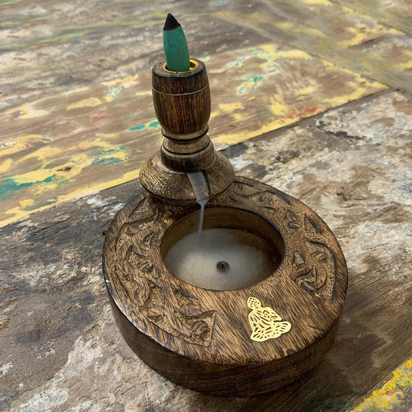 Mango Wood Small Buddha Backflow Burner