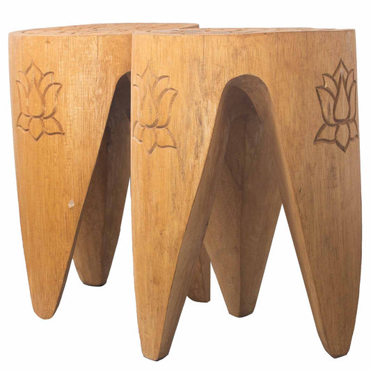 Albasia Interlocking Tribal Table and Stool Set in Natural | Stool | Plant Stand | Coffee Table | Side Table