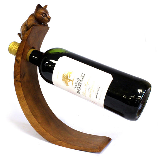 Suar Wood Wine Holders - Cat Feature