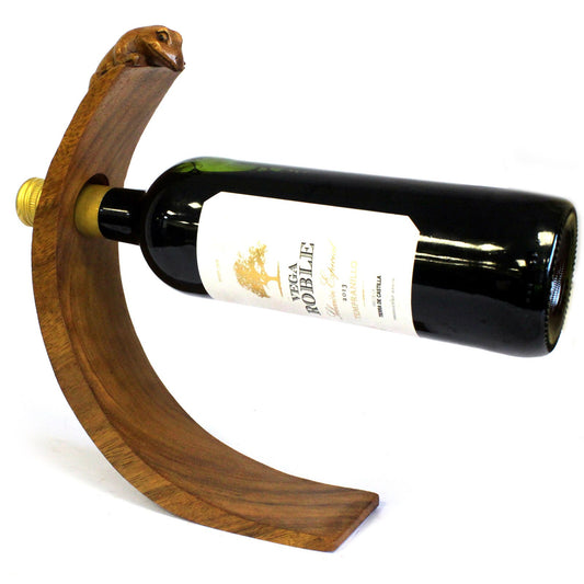 Suar Wood Wine Holder - Gecko Feature
