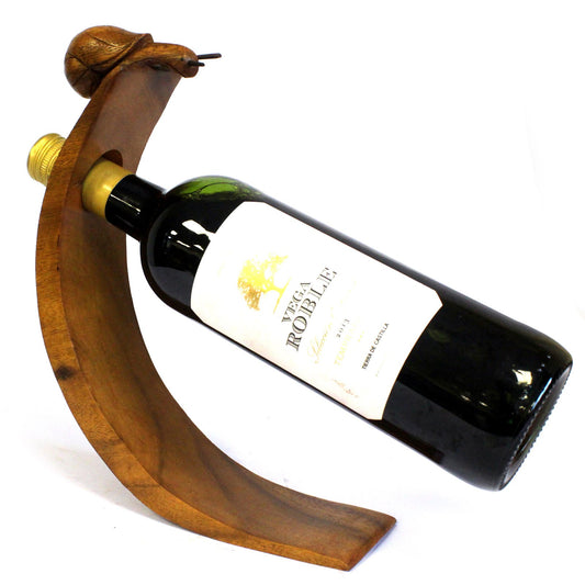 Suar Wood Wine Holders - Snail Feature