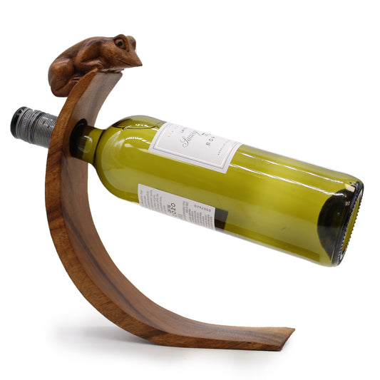 Suar Wood Wine Holders - Frog Feature