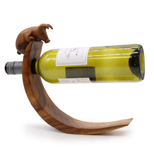 Suar Wood Wine Holders - Pig Feature