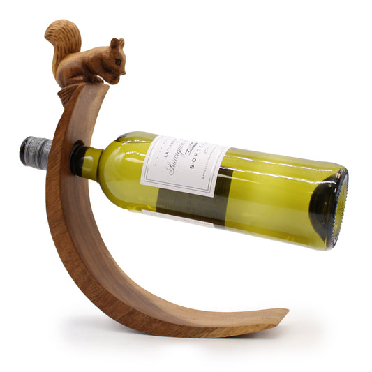 Suar Wood Wine Holders - Squirrel Feature