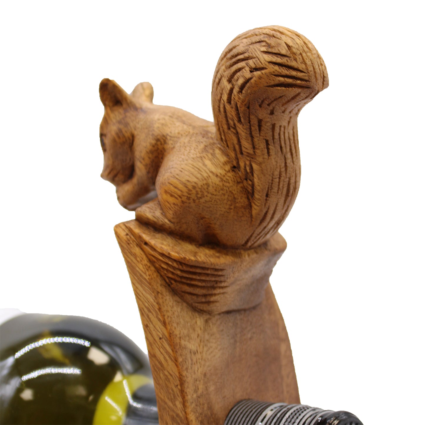 Suar Wood Wine Holders - Squirrel Feature