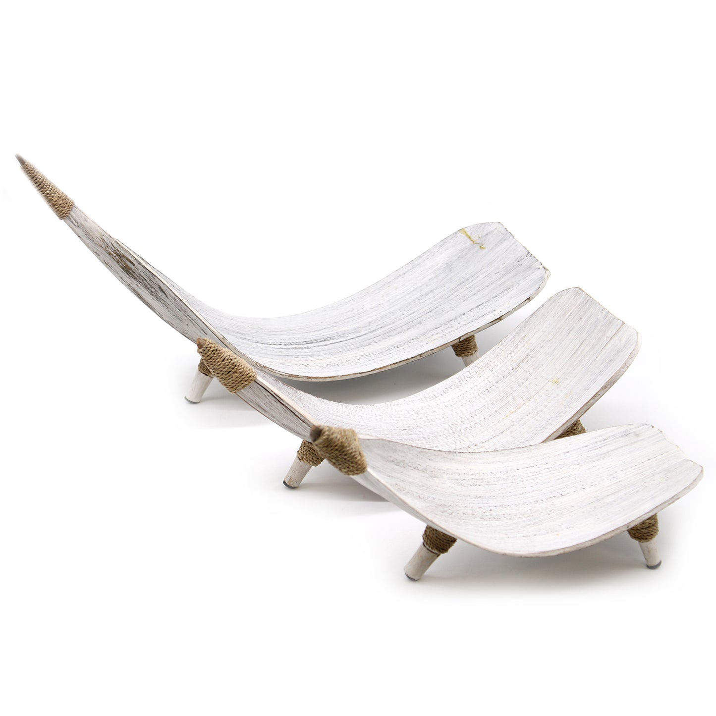 Coconut Leaf Fruit Bowl Set in Whitewash