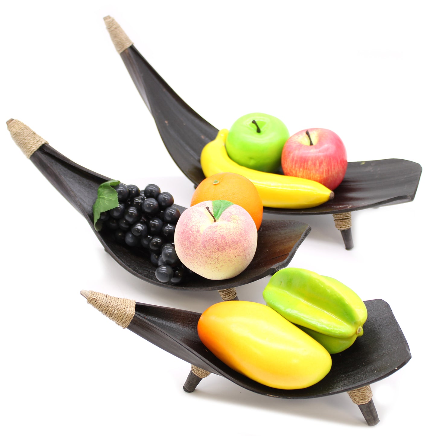 Coconut Leaf Fruit Bowl Set in Chocolate