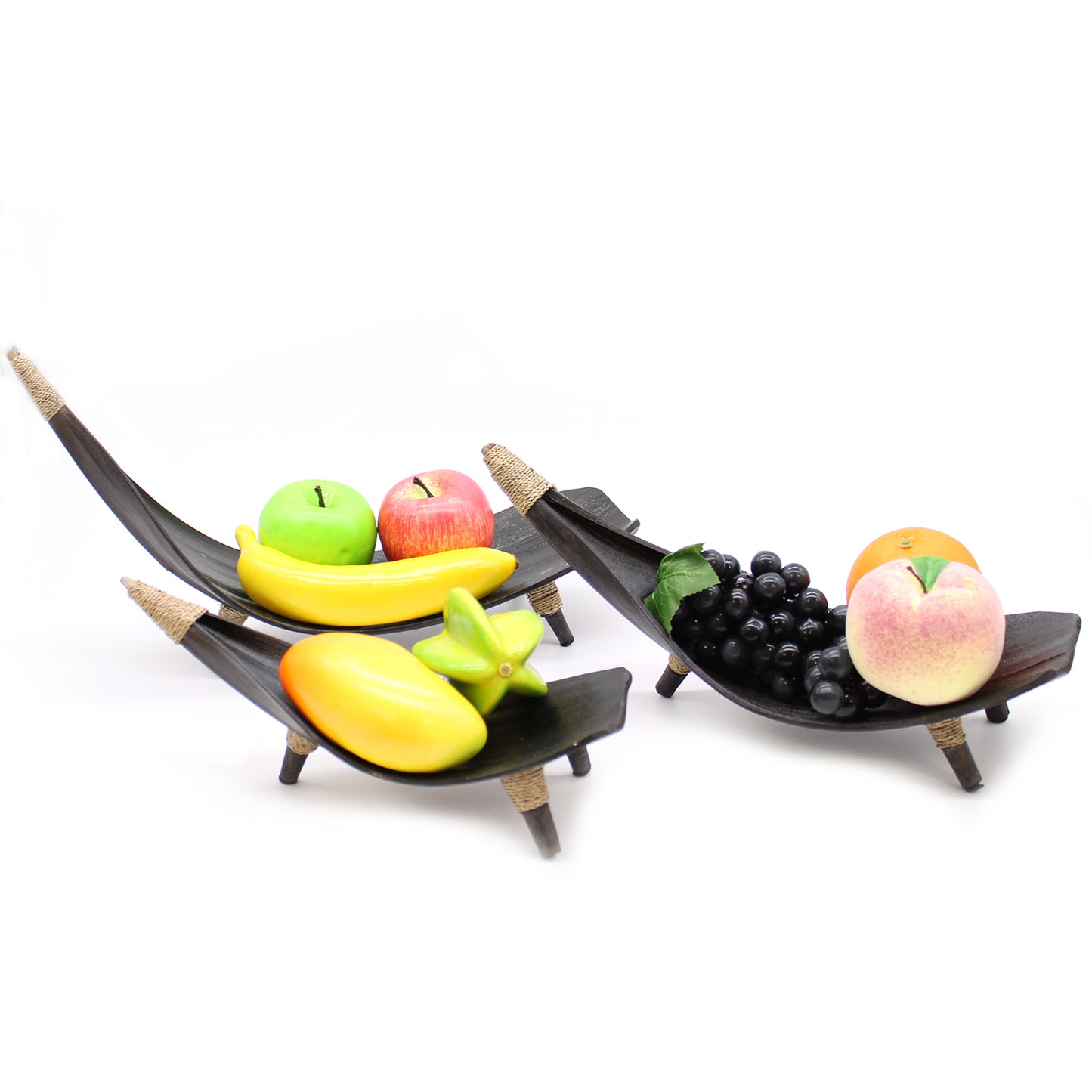 Coconut Leaf Fruit Bowl Set in Chocolate