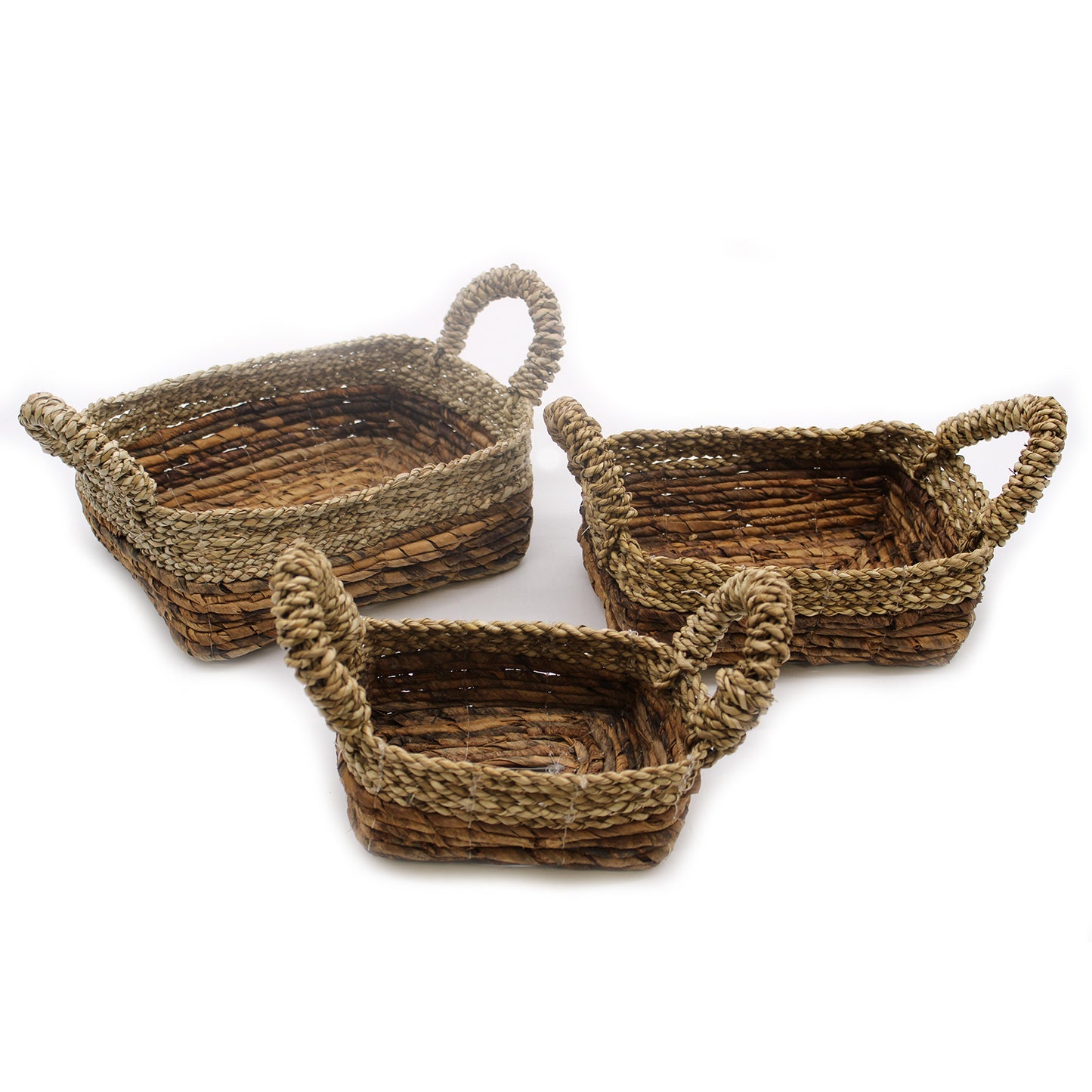 Banana Leaf & Seagrass Square Basket - Set of 3