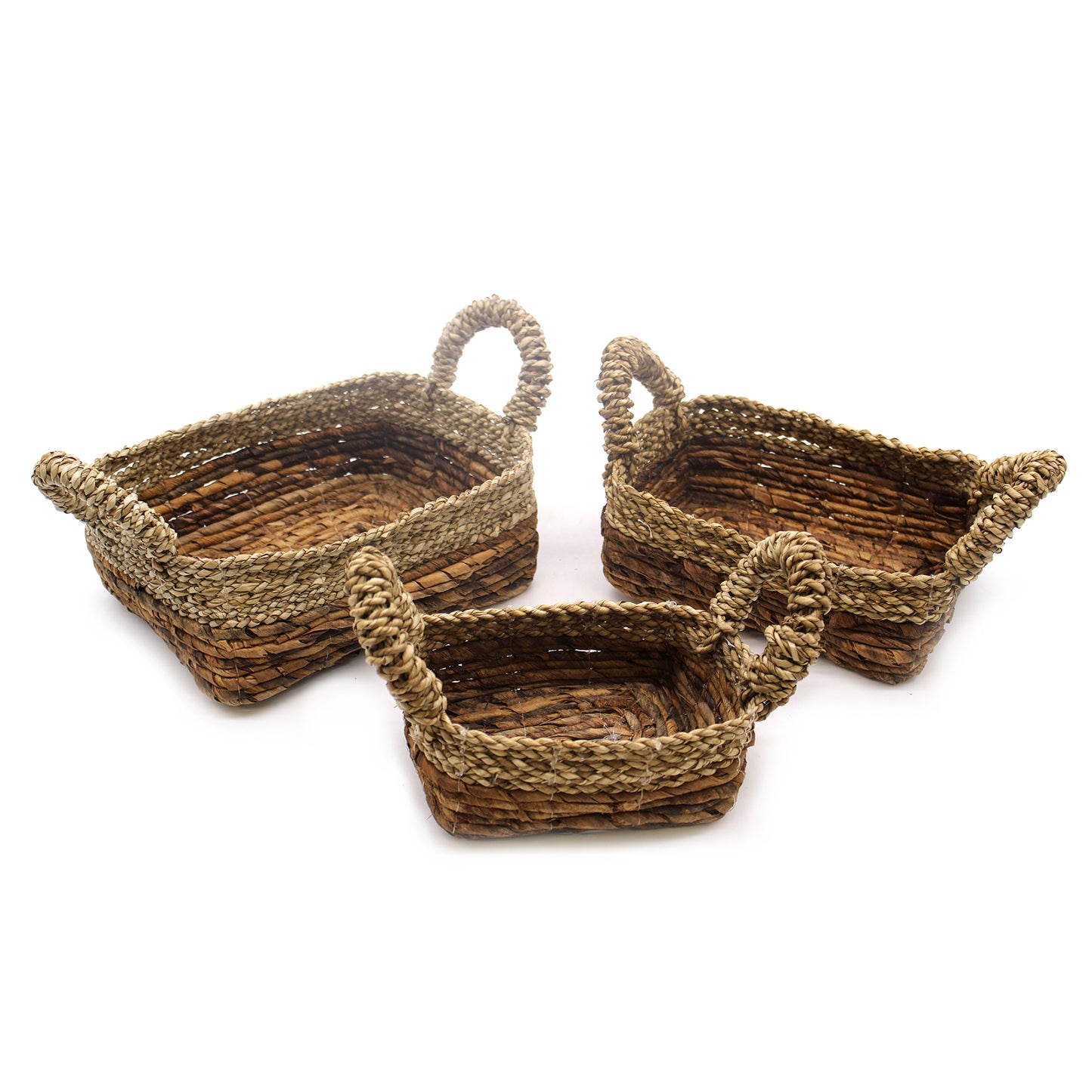 Banana Leaf & Seagrass Square Basket - Set of 3