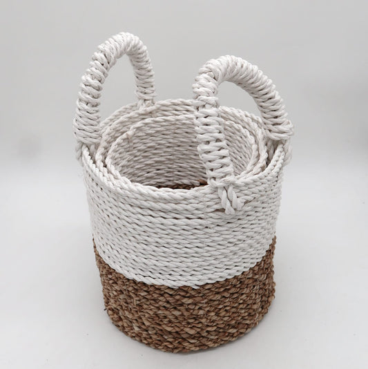 Seagrass Basket Set in Natural and White
