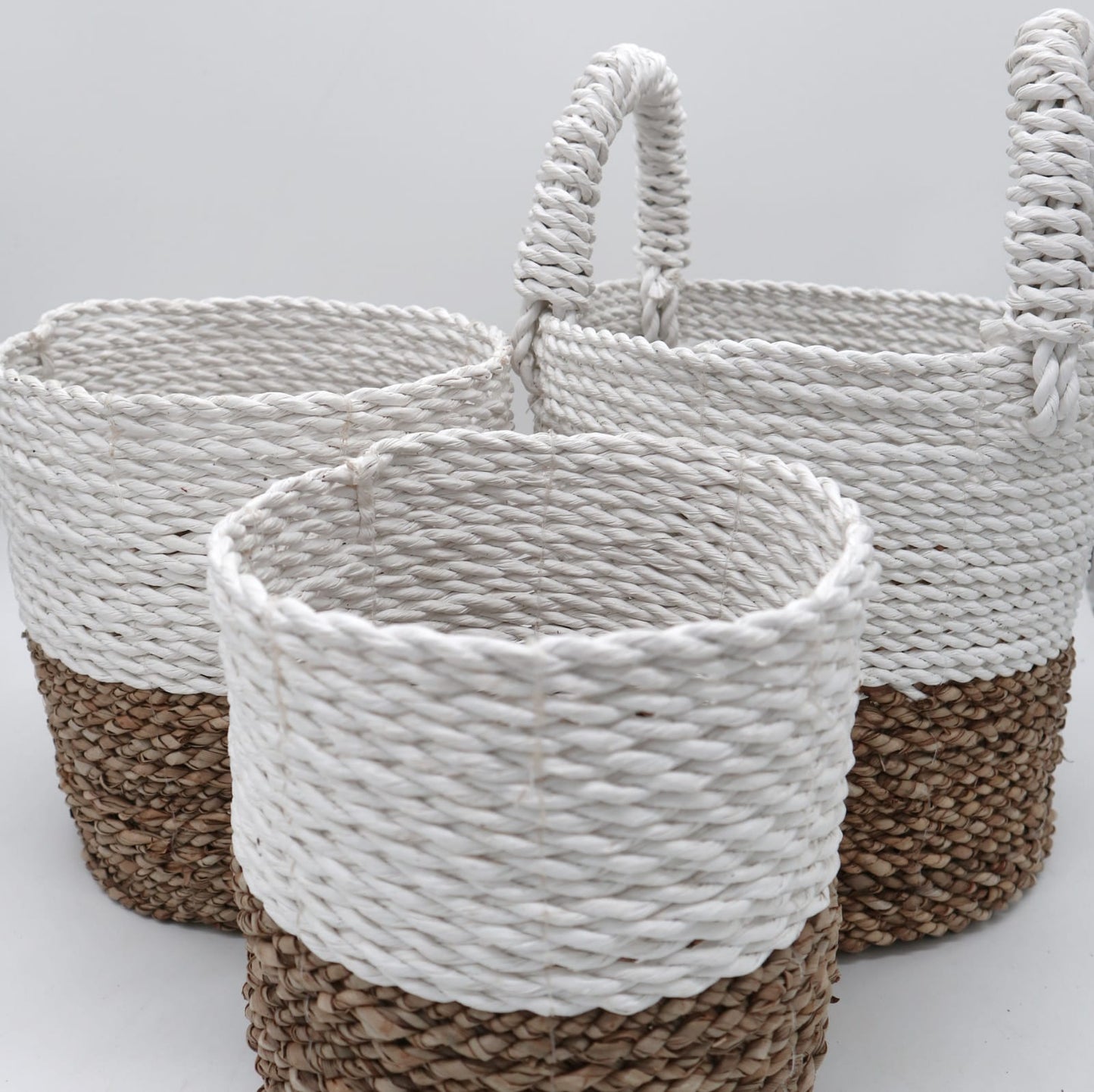 Seagrass Basket Set in Natural and White