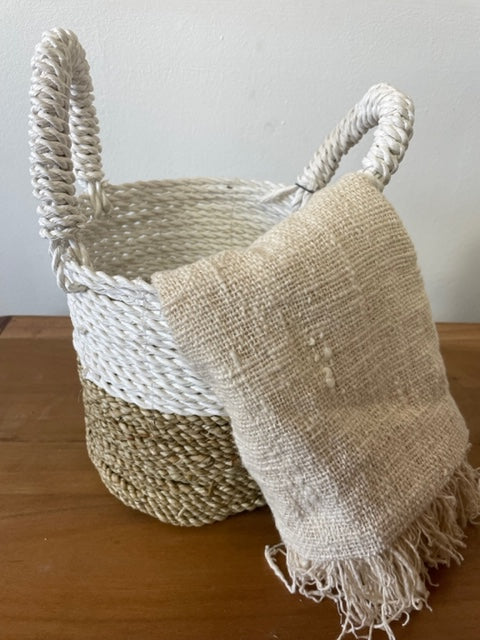 Seagrass Basket Set in Natural and White