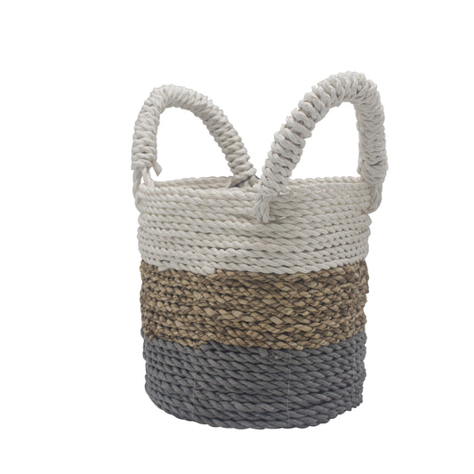 Seagrass Basket Set in Grey, Natural and White