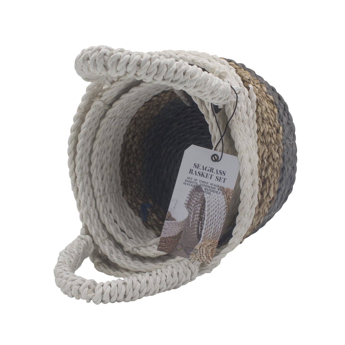 Seagrass Basket Set in Grey, Natural and White