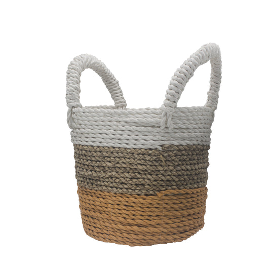 Seagrass Basket Set in Orange, Natural and White