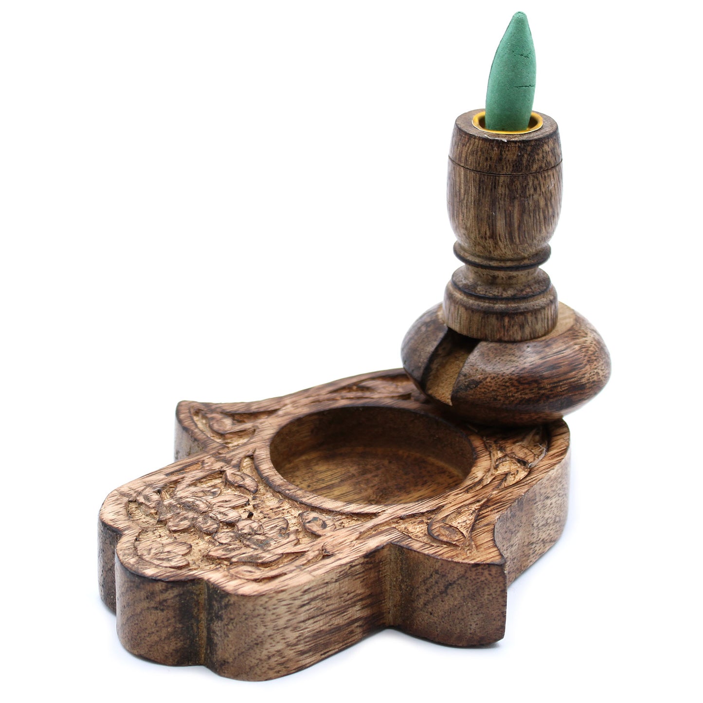 Mango Wood Small Hamsa Backflow Burner