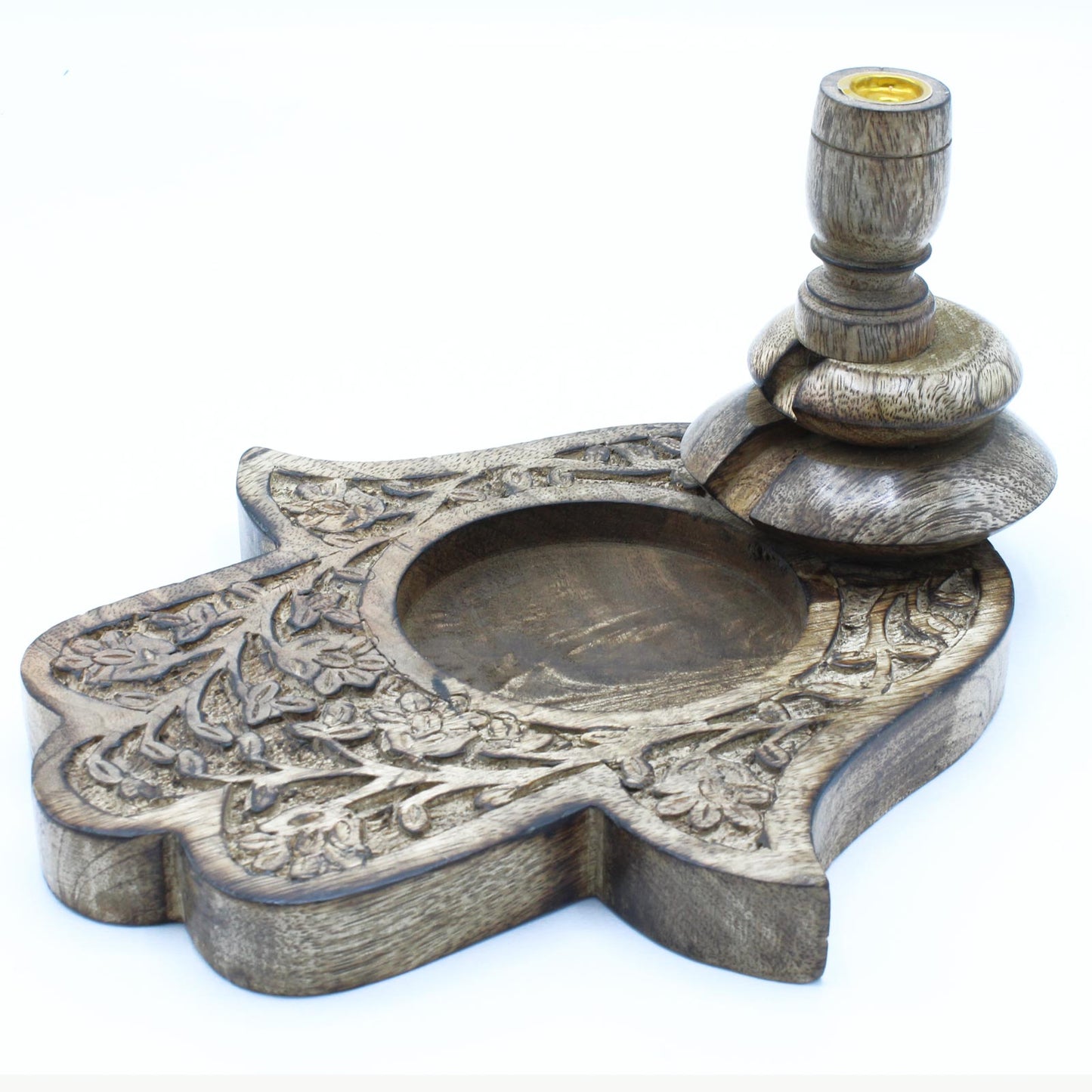 Mango Wood Large Hamsa Backflow Burner